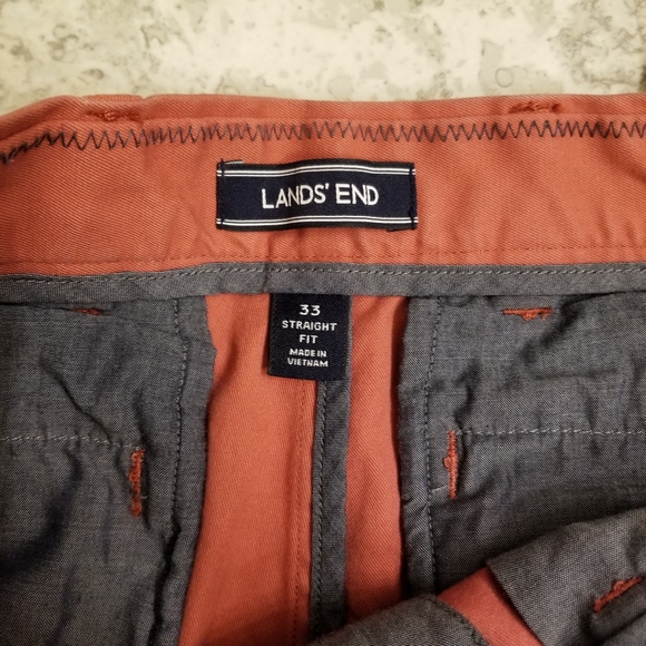 Lands' End Men's Bright Rust Straight Fit Pants - Picture 5 of 5